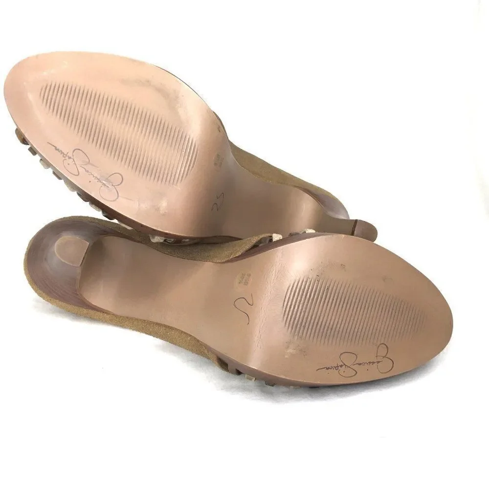 Jessica Simpson Bronze Suede & Wood Pump NWOT